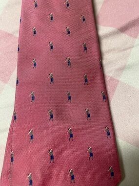 NWT Bobby Jones Pink Golf Motif Silk Tie